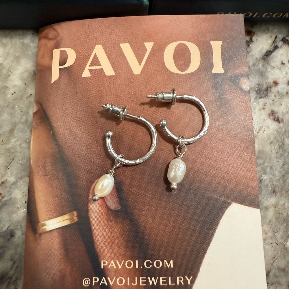 NEW PAVOI 14K Gold Plated 925 Sterling Silver Post Huggie With Freshwater Pearls